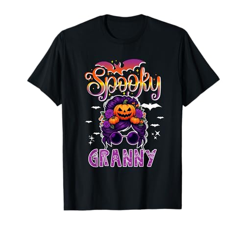 Spooky Halloween Granny Women Messy Bun Hair Sunglasses T-Shirt Spooky Halloween Granny Women Messy Bun Hair Sunglasses T-Shirt von Family Women Halloween Costume