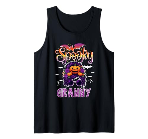 Spooky Halloween Granny Women Messy Bun Hair Sunglasses Tank Top von Family Women Halloween Costume