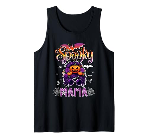 Spooky Halloween Mama Women Messy Bun Hair Sunglasses Tank Top Spooky Halloween Mama Women Messy Bun Hair Sunglasses Tank Top von Family Women Halloween Costume
