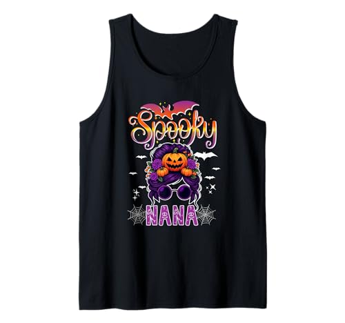 Spooky Halloween Nana Women Messy Bun Hair Sunglasses Tank Top Spooky Halloween Nana Women Messy Bun Hair Sunglasses Tank Top von Family Women Halloween Costume