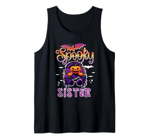 Spooky Halloween Sister Women Messy Bun Hair Sunglasses Tank Top Spooky Halloween Sister Women Messy Bun Hair Sunglasses Tank Top von Family Women Halloween Costume