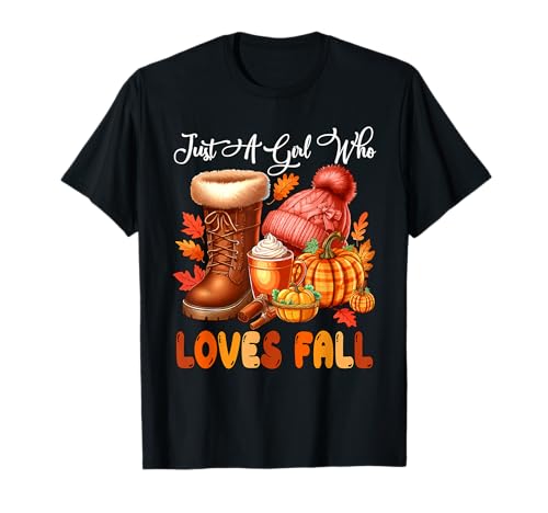 A Girl Loves Fall Thanksgiving Fall Leaves Pumpkins Coffee T-Shirt von Family Women Thanksgiving Costume