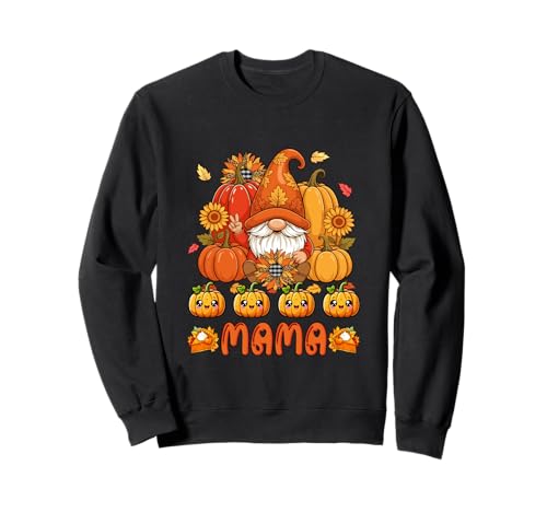 Mama Thanksgiving Zwerg Herbst Kürbisse Leopard Sonnenblumen Sweatshirt von Family Women Thanksgiving Costume