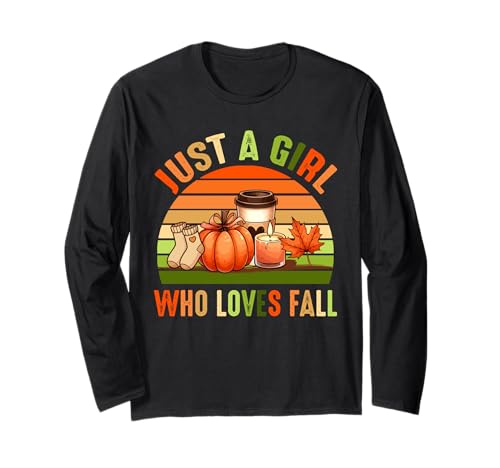 Vintage A Girl Loves Fall Thanksgiving Autumn Collection Langarmshirt von Family Women Thanksgiving Costume