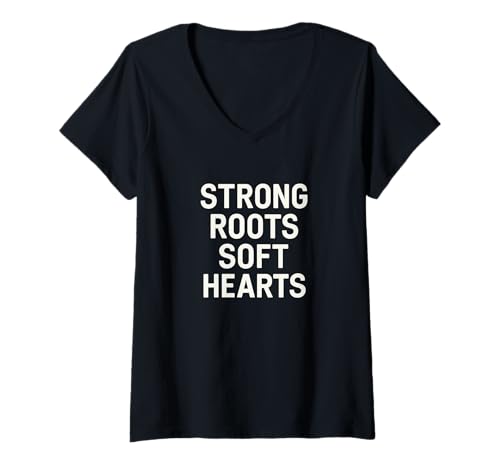 Damen Strong Roots, Hearts. Family Strength Zitat. T-Shirt mit V-Ausschnitt Damen Strong Roots, Hearts. Family Strength Zitat. T-Shirt mit V-Ausschnitt von Family and Relationships by Lumi Art