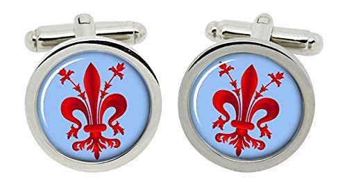 Family-crests.com Florentine Fleur-De-Lis Manschettenknöpfe in Chrom Geschenkkarton von Family-crests.com