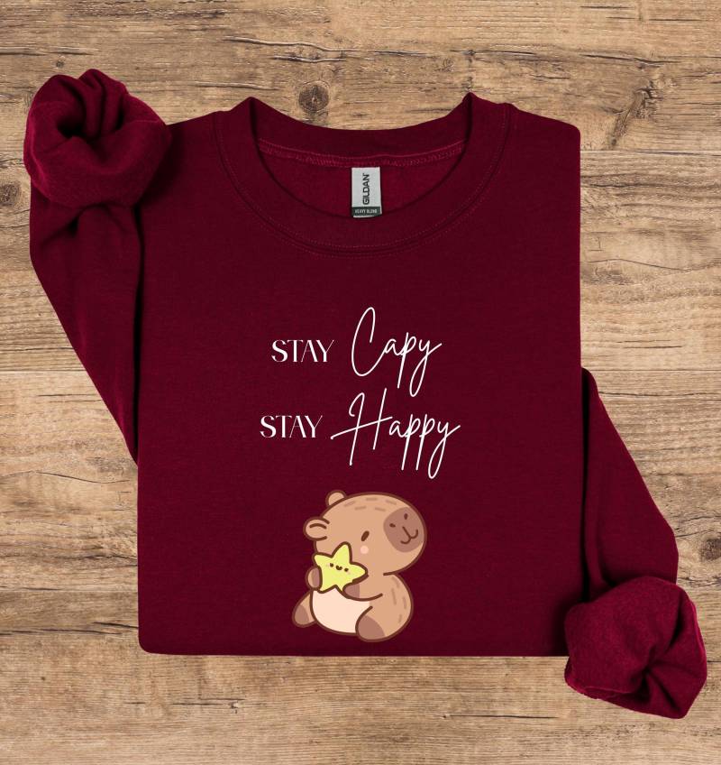 Capybara Shirt/ Sweater, Stay Capy Happy, Liebhaber T-Shirt/ Sweatshirt, Geschenkidee, Weihnachtsgeschenk, Lustiges T-Shirt von FamilyMemories24