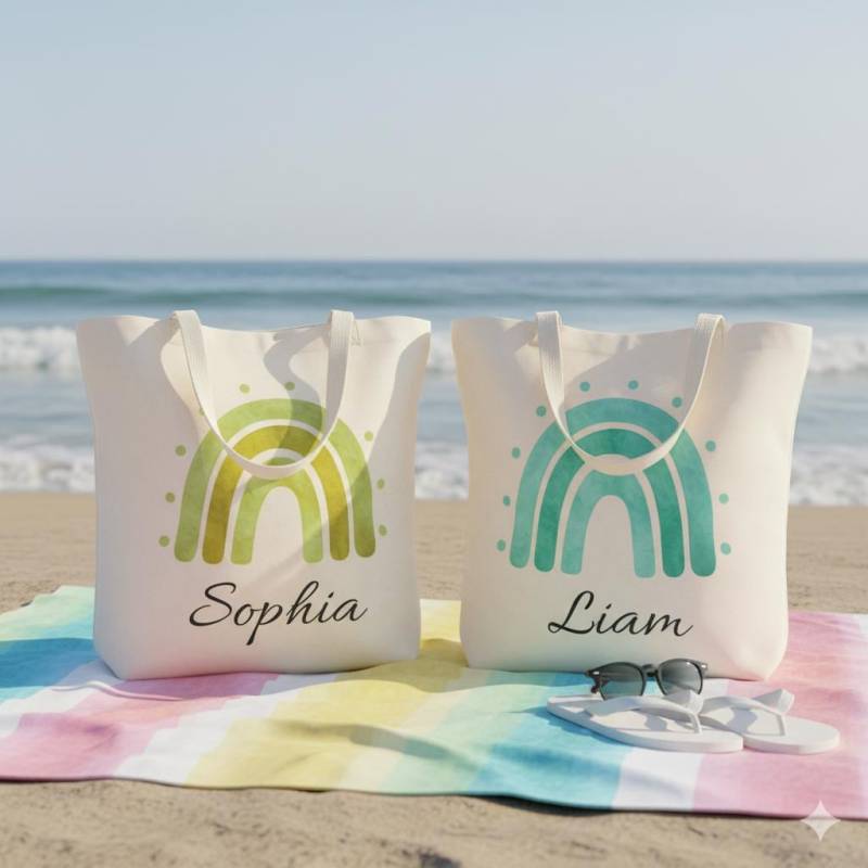 Personalized Rainbow Tote Bag, Custom Name in 10 Colors | Reusable Shopping Gift For Women & Teens Personalized Rainbow Tote Bag, Custom Name in 10 Colors | Reusable Shopping Gift For Women & Teens von FamilyTravelGear