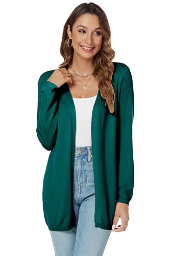 Famrrifuu Strickjacke Damen Lang Cardigan Sommer Leicht Sweater Cardigan Casual Langarm Elegant Sommerjacken,Grün,S von Famrrifuu