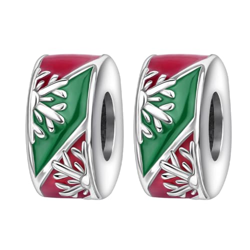 Famuan 2 Pcs Christmas Snowflakes Cilps Charm 925 Sterling Silber Anhänger Armbänder Weihnachten Valentinstag Geburtstag Schmuck Geschenke für Familie Freunde Frauen von Famuan