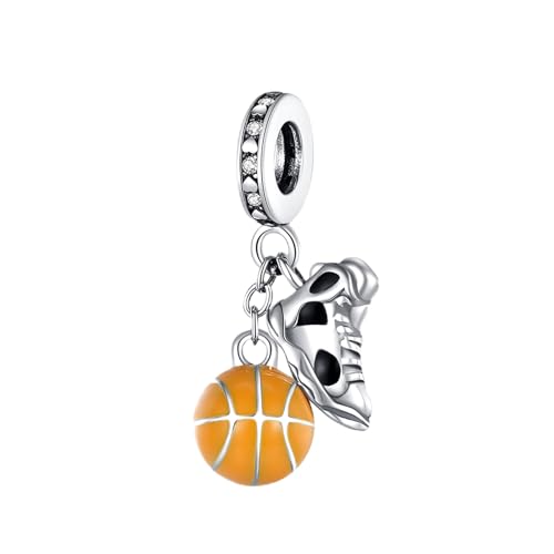 Famuan Basketball and Shoes Charm 925 Sterling Silber Anhänger Armbänder Weihnachten Valentinstag Geburtstag Schmuck Geschenke für Familie Freunde Frauen von Famuan