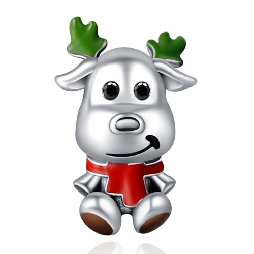 Famuan Christmas Elk Charm 925 Sterling Silber Anhänger Armbänder Weihnachten Valentinstag Geburtstag Schmuck Geschenke für Familie Freunde Frauen von Famuan