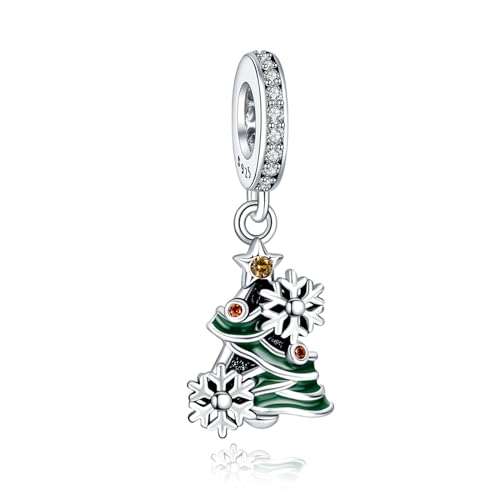 Famuan Christmas Snowflake Tree Charm 925 Sterling Silber Anhänger Armbänder Weihnachten Valentinstag Geburtstag Schmuck Geschenke für Familie Freunde Frauen von Famuan