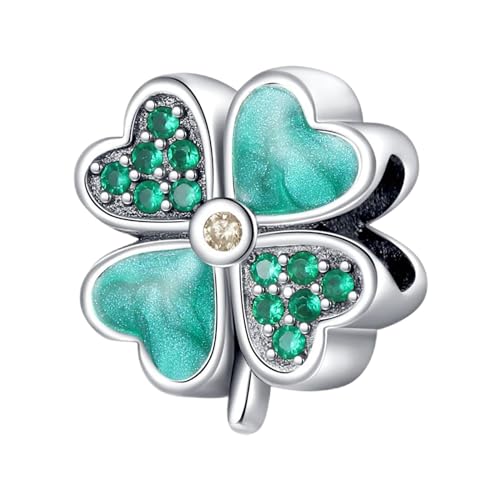Famuan Glücksklee Charm 925 Sterling Silber Anhänger für Frauen Armbänder Muttertag Valentinstag Geburtstag Weihnachten Geschenke für Mädchen Familie Freunde von Famuan