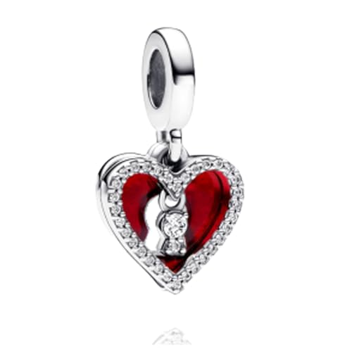 Famuan Herzschlossring Charm 925 Sterling Silber Anhänger für Frauen Armbänder Muttertag Valentinstag Geburtstag Weihnachten Geschenke für Gattin Familie Freunde von Famuan