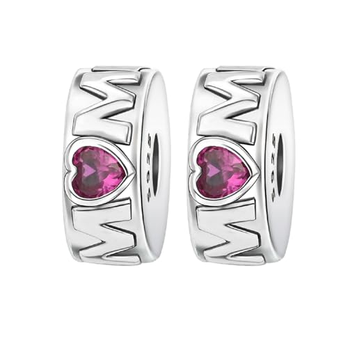 Famuan Jewelry 2PCS Mom Clips Charm Silber Stopper Spacer für Frauen Armbänder Muttertag Valentinstag Geburtstag Weihnachten Geschenke für Frau Mädchen Familie Freunde von Famuan