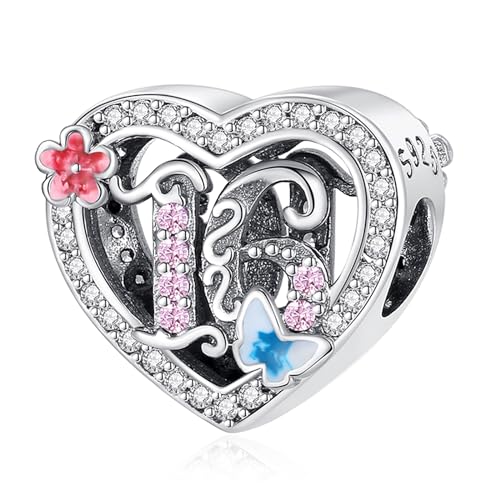 Famuan Jewelry Number 16 Charm 925 Sterling Silber Anhänger für Frauen Armbänder Muttertag Valentinstag Geburtstag Weihnachten Geschenke für Mädchen Familie Freunde von Famuan