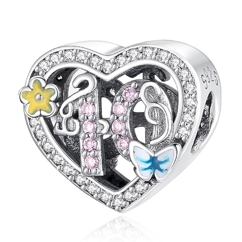 Famuan Jewelry Number 40 Charm 925 Sterling Silber Anhänger für Frauen Armbänder Muttertag Valentinstag Geburtstag Weihnachten Geschenke für Mädchen Familie Freunde von Famuan