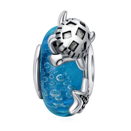 Famuan Jewelry Ocean Turtles Charm 925 Sterling Silber Anhänger Perlen für Frau passen Armbänder Halskette Muttertag Valentinstag Geburtstag Weihnachten Geschenke für Frau Mädchen Familie Freunde von Famuan