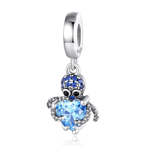 Famuan Jewelry Octopus with diamonds Charm 925 Sterling Silber Anhänger für Frauen Armbänder Muttertag Valentinstag Geburtstag Weihnachten Geschenke für Frau Mädchen Familie Freunde von Famuan