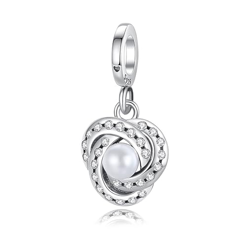 Famuan Jewelry Pearls of Love Charm 925 Sterling Silber Anhänger für Frauen Armbänder Muttertag Valentinstag Geburtstag Weihnachten Geschenke für Mädchen Familie Freunde von Famuan