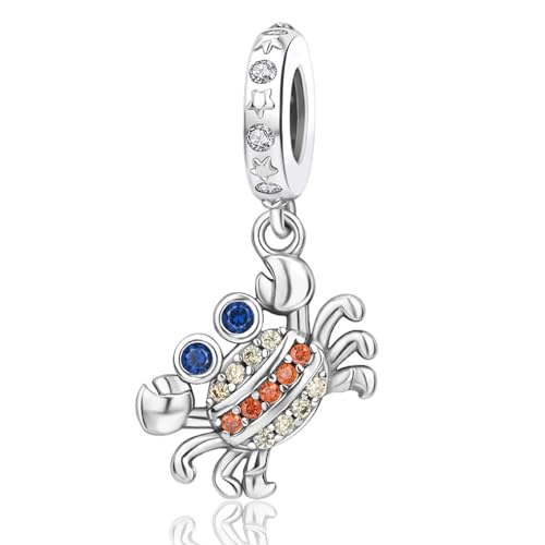 Famuan Jewelry Shinny Crab Charm 925 Sterling Silber Anhänger für Frauen Armbänder Muttertag Valentinstag Geburtstag Weihnachten Geschenke für Frau Mädchen Familie Freunde von Famuan