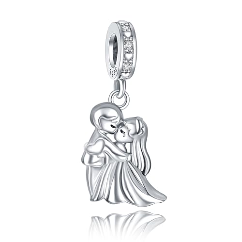 Famuan Kuss für Heiratsantrag Charm 925 Sterling Silber Anhänger für Frauen Armbänder Muttertag Valentinstag Geburtstag Weihnachten Geschenke für Gattin Familie Freunde von Famuan