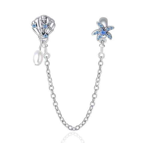 Famuan Schmuck Muschel Perle Seestern Charme 925 Sterling Silber Anhänger Perlen für Frau fit Armbänder Halskette Muttertag Valentinstag Geburtstag Geschenke für Frau Mädchen Familie Freunde von Famuan