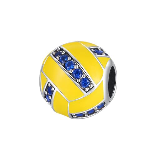 Famuan Shining Volleyball Charm 925 Sterling Silber Anhänger Armbänder Weihnachten Valentinstag Geburtstag Schmuck Geschenke für Familie Freunde Frauen von Famuan