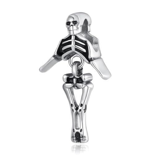 Famuan Skeleton Charm 925 Sterling Silber Anhänger Armbänder Halloween Valentinstag Geburtstag Schmuck Geschenke für Familie Freunde Frauen von Famuan