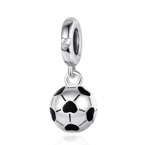 Famuan Soccer Balls Charm 925 Sterling Silber Anhänger Armbänder Weihnachten Valentinstag Geburtstag Schmuck Geschenke für Familie Freunde Frauen von Famuan