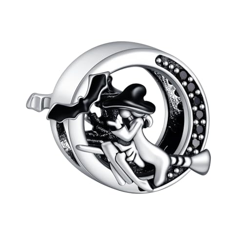 Famuan Wonder Witch Charm 925 Sterling Silber Anhänger Armbänder Halloween Valentinstag Geburtstag Schmuck Geschenke für Familie Freunde Frauen von Famuan
