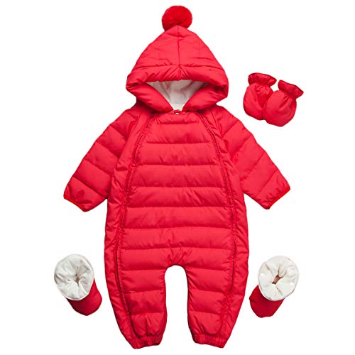 Famuka Baby Daunenanzug Schneeanzug Jungen Mädchen Winter Babymode Set (Rot, 73) von Famuka