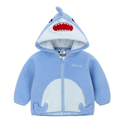 Famuka Baby Jacke Jungen Mädchen Übergangsjacke Fleece Reißverschluss Herbst Frühling Kleinkinder Mantel Kapuzenjacke (Blau, 12M) von Famuka