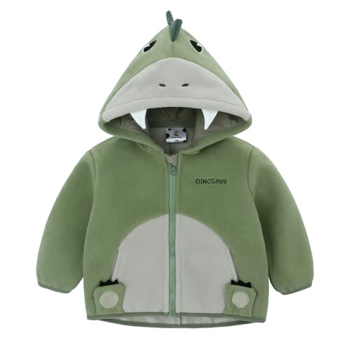 Famuka Baby Jacke Jungen Mädchen Übergangsjacke Fleece Reißverschluss Herbst Frühling Kleinkinder Mantel Kapuzenjacke (Grün, 18M) von Famuka