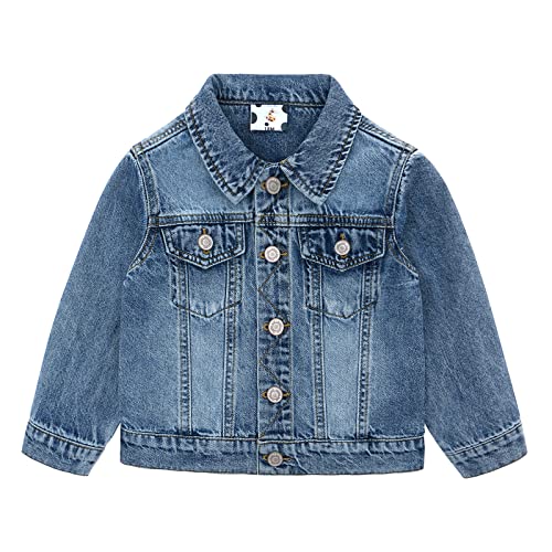 Famuka Baby Jeansjacke Jungen Mädchen Jacke Denim Kleinkinder Übergangsjacke (Blau, 12M) von Famuka