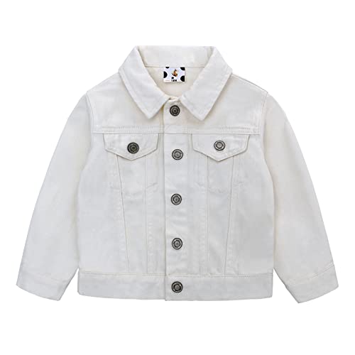 Famuka Baby Jeansjacke Jungen Mädchen Jacke Denim Kleinkinder Übergangsjacke (Weiß, 18M) von Famuka