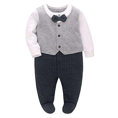 Famuka Baby Junge Anzug Taufe Hochzeit Partei Babykleidung (Grau, 6-9 Monate) von Famuka