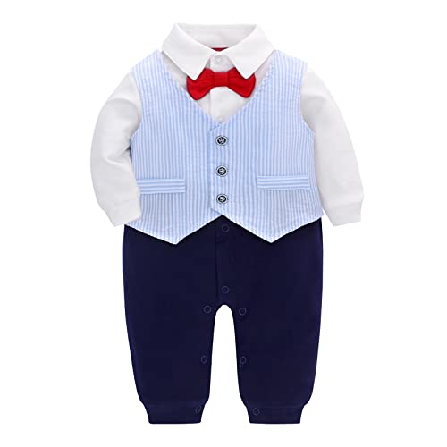 Famuka Baby Junge Festliche Kleidung Anzug Smoking Hochzeit Taufe Babykleidung (12 Monate, Rot) von Famuka