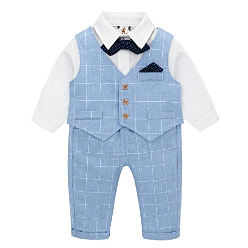 Famuka Baby Jungen Anzüge Sakkos Kinder Smoking Bekleidungsset (Blau 2, 100) von Famuka