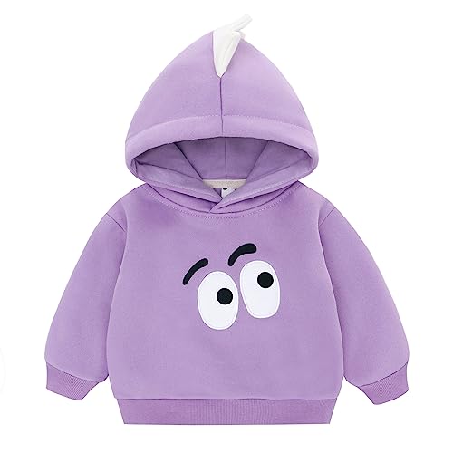 Famuka Baby Kapuzenpullover Kleinkinder Hoodie Jungen Mädchen Einfarbig Sweatshirt Pullover Vlies Fleece (Lila, 4T) von Famuka