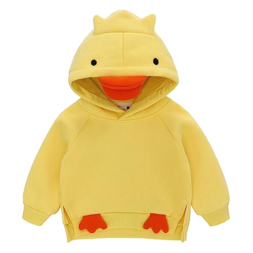 Famuka Baby Kapuzenpullover Kleinkinder Hoodie Jungen Mädchen Tiermotive Sweatshirt Pullover Frosch Hase Ente (Gelb, 18M) von Famuka