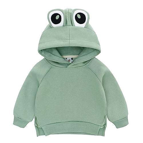 Famuka Baby Kapuzenpullover Kleinkinder Hoodie Jungen Mädchen Tiermotive Sweatshirt Pullover Frosch Hase Ente (Grün, 4T) von Famuka