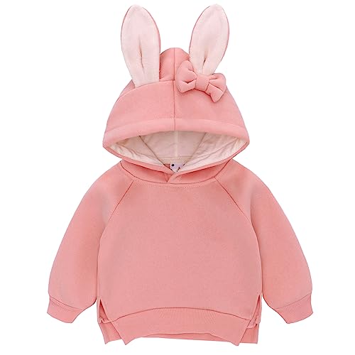 Famuka Baby Kapuzenpullover Kleinkinder Hoodie Jungen Mädchen Tiermotive Sweatshirt Pullover Frosch Hase Ente (Rosa, 3T) von Famuka