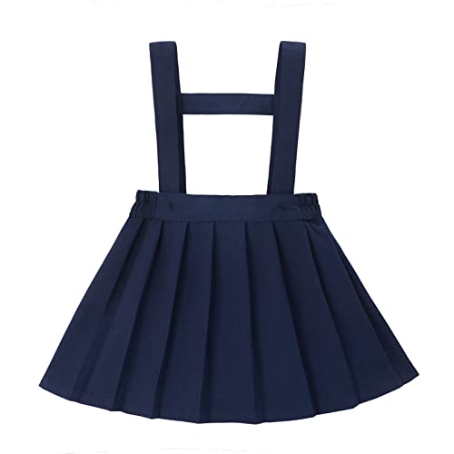 Famuka Baby Mädchen Faltenrock Kleinkinder Faltenrock mit Hosenträgern A-Linie Mini Rock (Marine, 3T) von Famuka