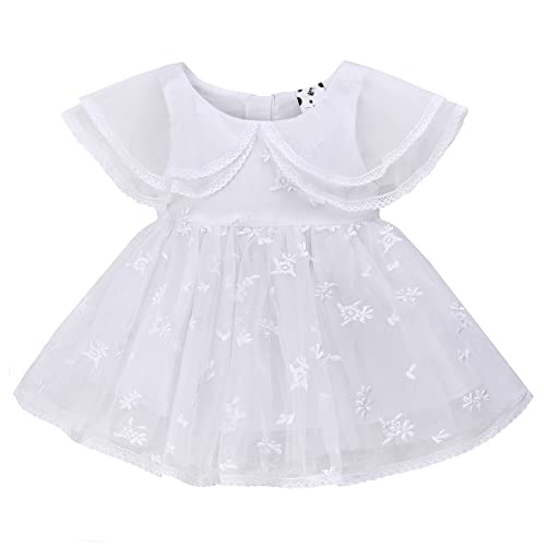 Famuka Baby Mädchen Kleid Prinzessin Tütü Elegant Spitze Blumen Tüll Abendkleid Hochzeit Geburtstag Taufe Partykleid (Weiß B, 12M) von Famuka