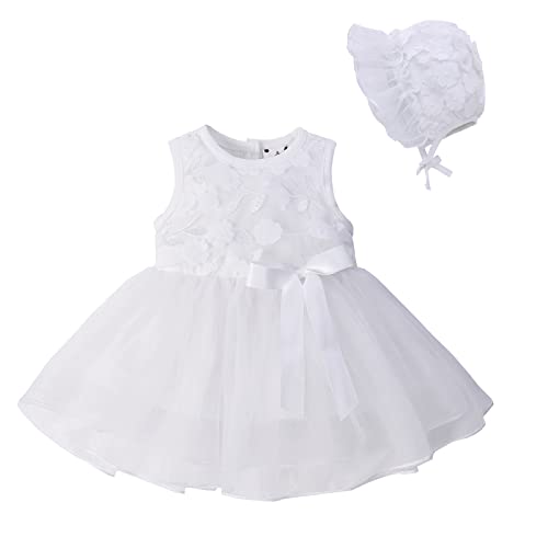 Famuka Baby Mädchen Kleider Baby Taufkleid Brautkleid Hochzeit Geburtstag Taufe Kleider Prinzessin (12 Monate, Weiß) von Famuka