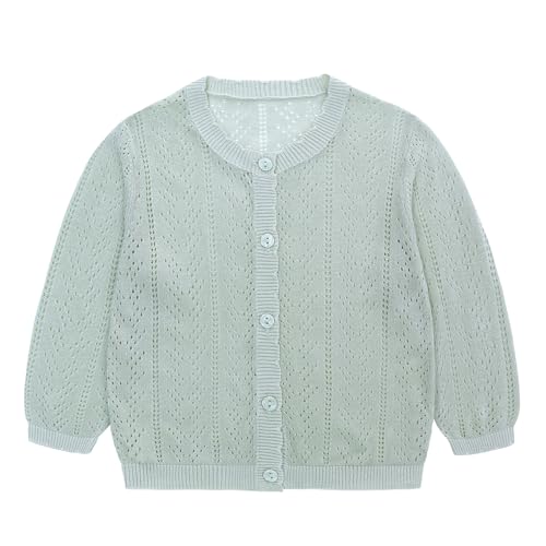 Famuka Baby Mädchen Strickjacke Cardigan Kleinkinder Übergangsjacke Baby Sommer Pullover (Grün, 3M) von Famuka