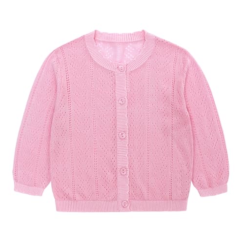 Famuka Baby Mädchen Strickjacke Cardigan Kleinkinder Übergangsjacke Baby Sommer Pullover (Rosa, 12M) von Famuka