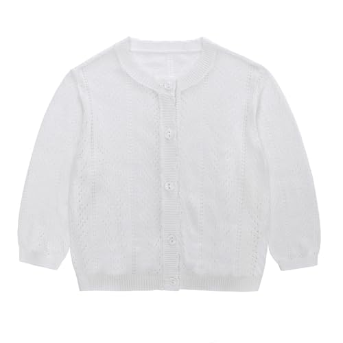 Famuka Baby Mädchen Strickjacke Cardigan Kleinkinder Übergangsjacke Baby Sommer Pullover (Weiß, 3M) von Famuka